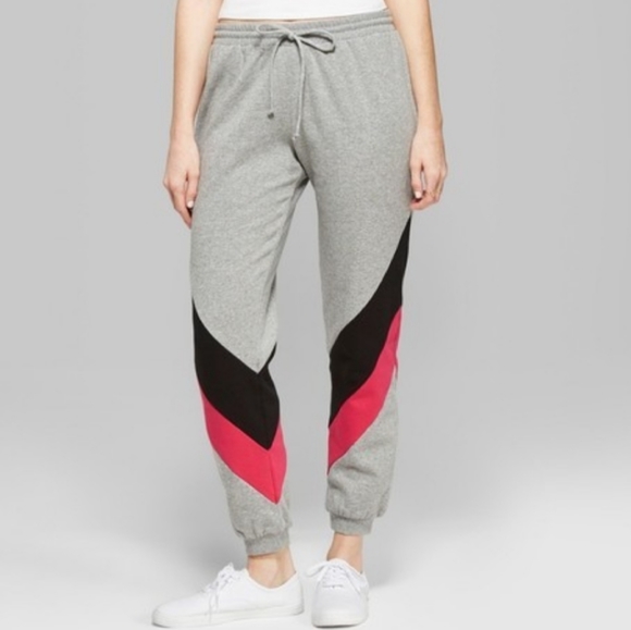 wild fable Pants - Wild Fable Cropped Colorblock Jogger Pants H3827